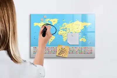 Schreib-Magnettafel in Form einer klassischen Weltkarte