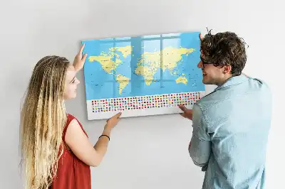 Schreib-Magnettafel in Form einer klassischen Weltkarte