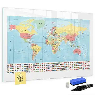 Beschreibbare Magnettafel mit geografischer Weltkarte