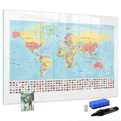Beschreibbare Magnettafel mit geografischer Weltkarte