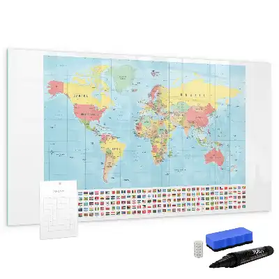 Beschreibbare Magnettafel mit geografischer Weltkarte