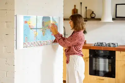 Beschreibbare Magnettafel mit geografischer Weltkarte