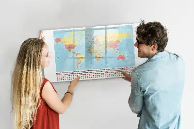 Beschreibbare Magnettafel mit geografischer Weltkarte