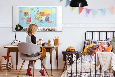 Beschreibbare Magnettafel mit geografischer Weltkarte