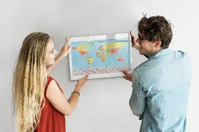 Beschreibbare Magnettafel mit geografischer Weltkarte
