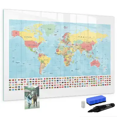 Beschreibbare Magnettafel mit geografischer Weltkarte