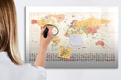 Schreib-Magnettafel im Design Weltkarten-Projekt