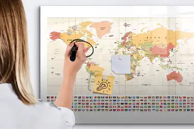 Schreib-Magnettafel im Design Weltkarten-Projekt