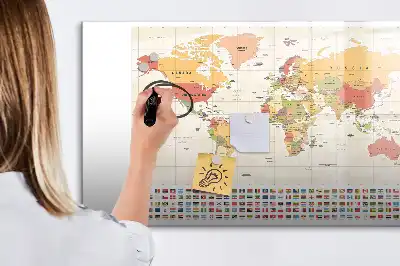 Schreib-Magnettafel im Design Weltkarten-Projekt