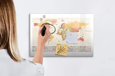 Schreib-Magnettafel im Design Weltkarten-Projekt