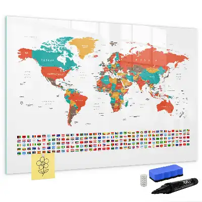 Schreib-Magnettafel in Form einer bunten Weltkarte