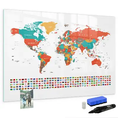 Schreib-Magnettafel in Form einer bunten Weltkarte