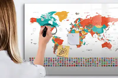 Schreib-Magnettafel in Form einer bunten Weltkarte