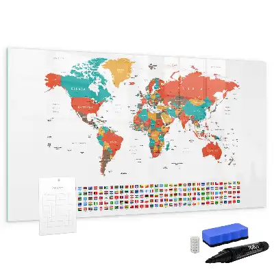 Schreib-Magnettafel in Form einer bunten Weltkarte