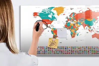 Schreib-Magnettafel in Form einer bunten Weltkarte