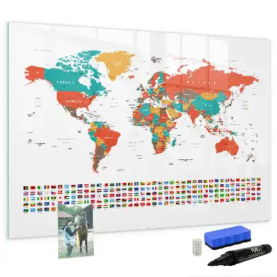 Schreib-Magnettafel in Form einer bunten Weltkarte