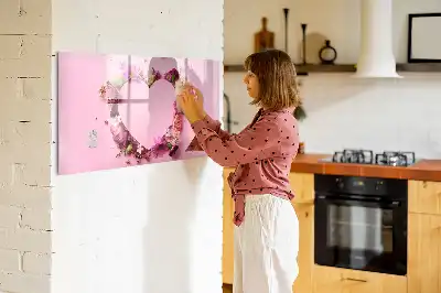 Schreib-Magnettafel mit Motiv Herz aus Blumen