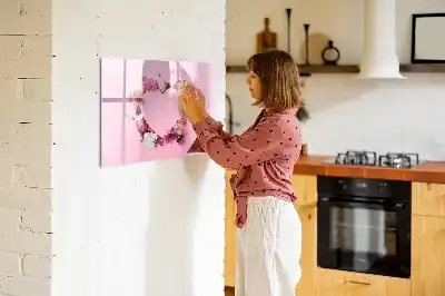 Schreib-Magnettafel mit Motiv Herz aus Blumen
