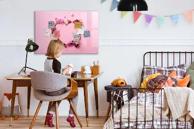 Schreib-Magnettafel mit Motiv Herz aus Blumen