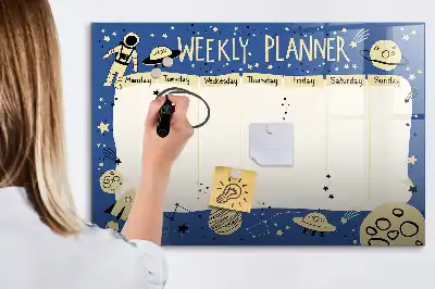 Magnetische Schreibtafel mit kosmischem Wochenplaner-Design