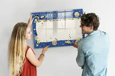 Magnetische Schreibtafel mit kosmischem Wochenplaner-Design