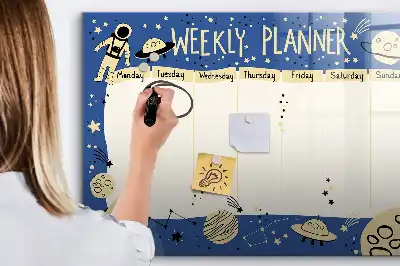 Magnetische Schreibtafel mit kosmischem Wochenplaner-Design