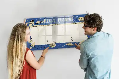 Magnetische Schreibtafel mit kosmischem Wochenplaner-Design