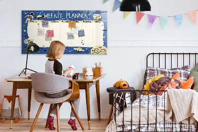 Magnetische Schreibtafel mit kosmischem Wochenplaner-Design