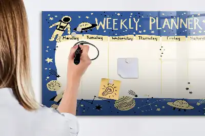 Magnetische Schreibtafel mit kosmischem Wochenplaner-Design
