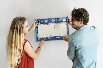 Magnetische Schreibtafel mit kosmischem Wochenplaner-Design