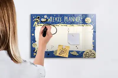 Magnetische Schreibtafel mit kosmischem Wochenplaner-Design