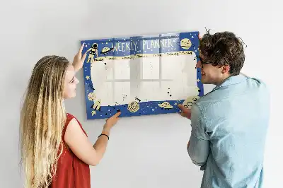 Magnetische Schreibtafel mit kosmischem Wochenplaner-Design