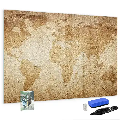 Magnettafel beschreibbar mit Vintage-Weltkarten-Design