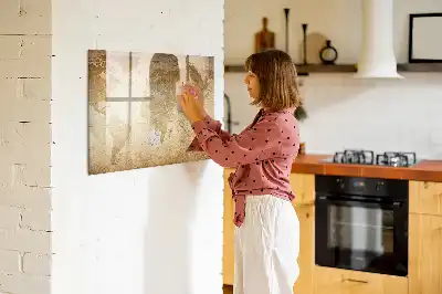 Magnettafel beschreibbar mit Vintage-Weltkarten-Design