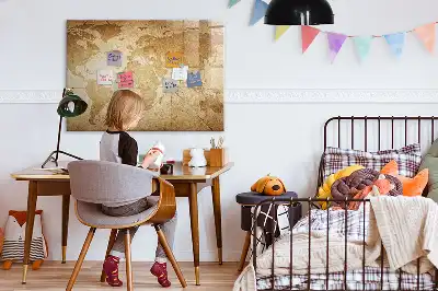 Magnettafel beschreibbar mit Vintage-Weltkarten-Design