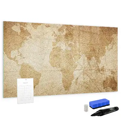 Magnettafel beschreibbar mit Vintage-Weltkarten-Design