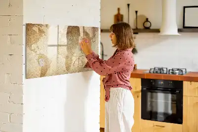 Magnettafel beschreibbar mit Vintage-Weltkarten-Design