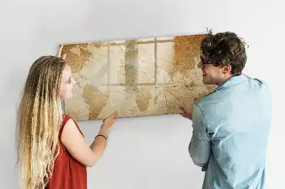 Magnettafel beschreibbar mit Vintage-Weltkarten-Design