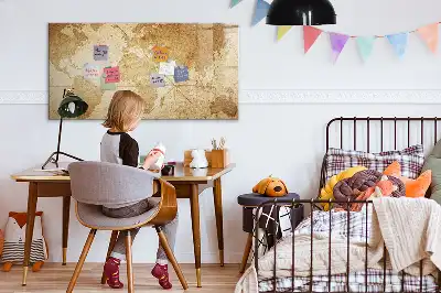 Magnettafel beschreibbar mit Vintage-Weltkarten-Design