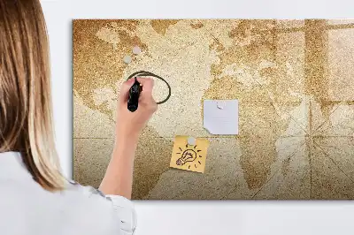 Magnettafel beschreibbar mit Vintage-Weltkarten-Design