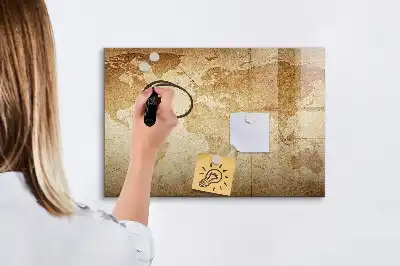 Magnettafel beschreibbar mit Vintage-Weltkarten-Design