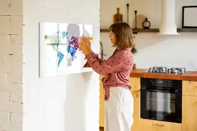 Aquarell-Weltkarte beschreibbare Magnettafel