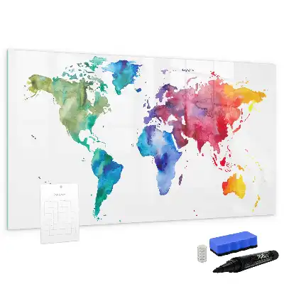 Aquarell-Weltkarte beschreibbare Magnettafel