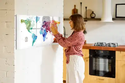 Aquarell-Weltkarte beschreibbare Magnettafel