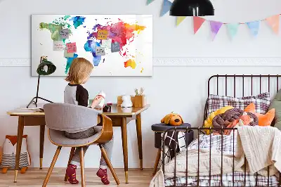 Aquarell-Weltkarte beschreibbare Magnettafel