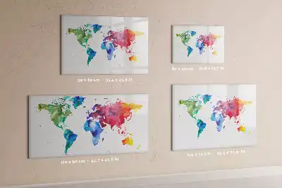 Aquarell-Weltkarte beschreibbare Magnettafel