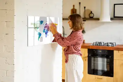 Aquarell-Weltkarte beschreibbare Magnettafel