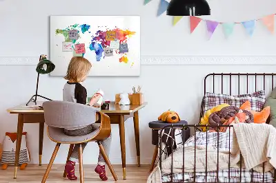 Aquarell-Weltkarte beschreibbare Magnettafel