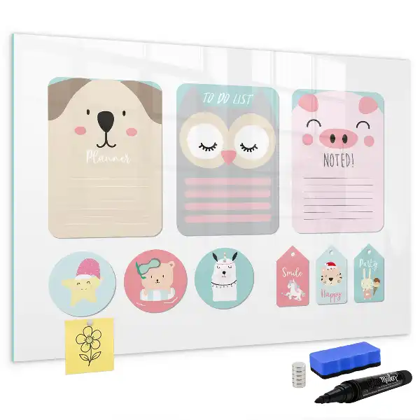 Schreib-Magnettafel mit Motiv Fröhliche Tiere