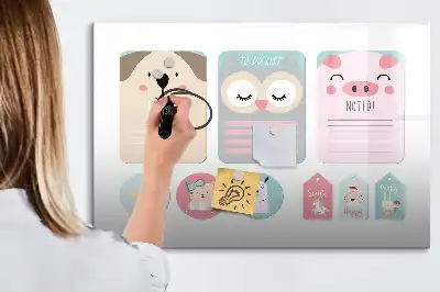 Schreib-Magnettafel mit Motiv Fröhliche Tiere